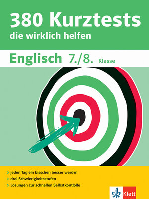 cover image of Klett 380 Kurztests Englisch 7./8. Klasse